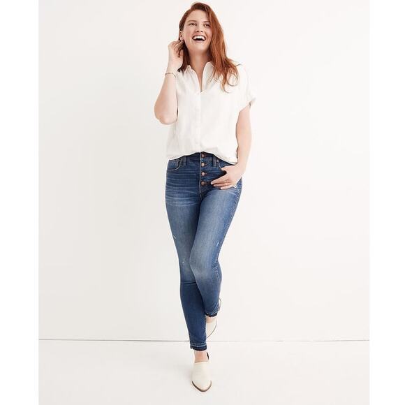 Madewell 10" High-Rise Skinny Crop Jeans in Rosecliff Wash Size 24 - Picture 1 of 12